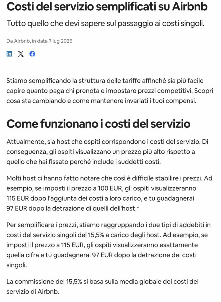 Email AirBnb 7 luglio 2026